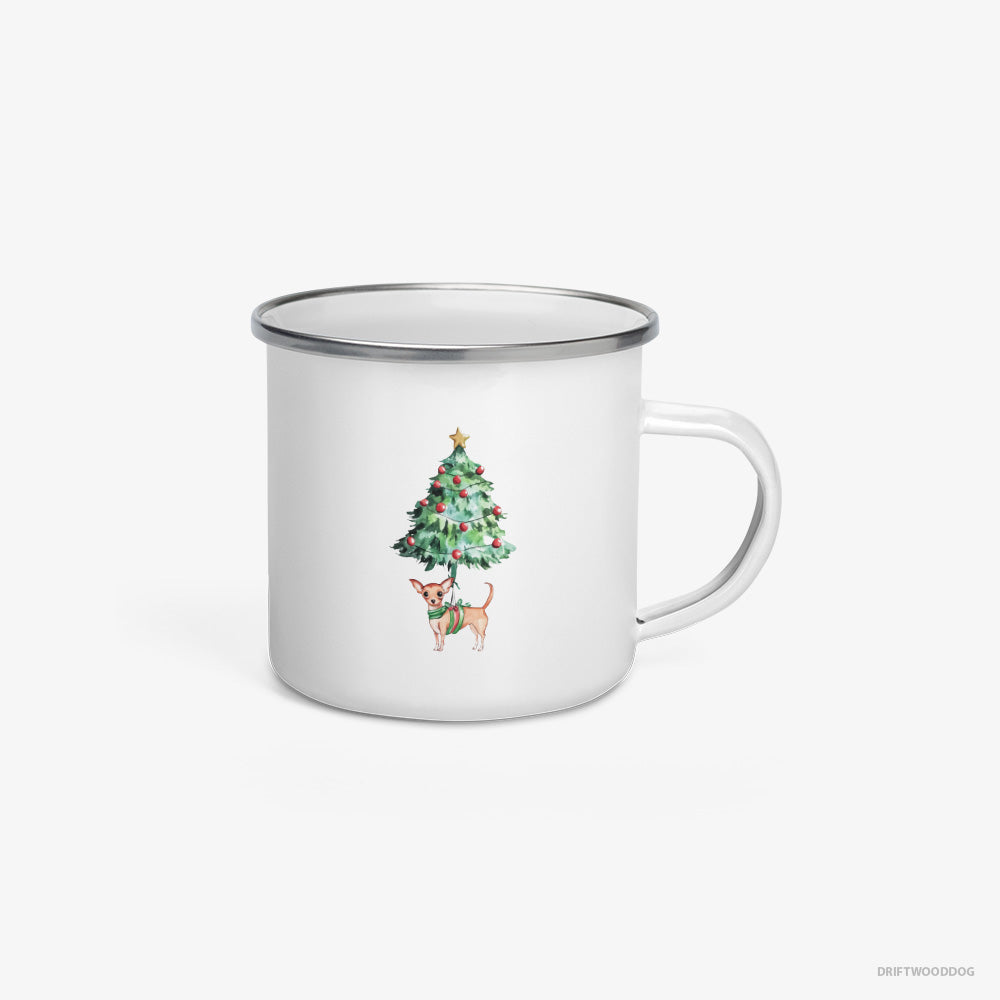 Chihuahua Adorned on the Christmas Tree Enamel Mug