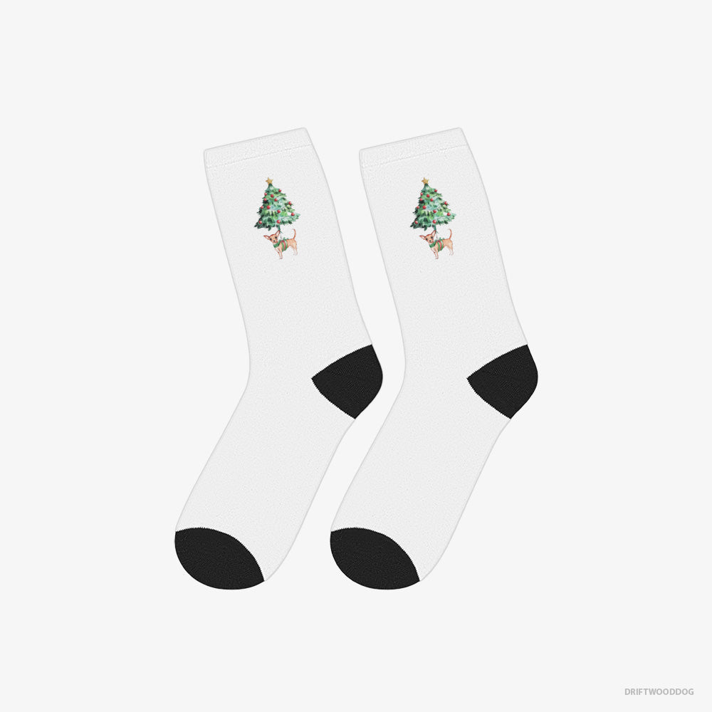 Funny Chihuahua Adorned on the Christmas Tree – Socks White – Classic