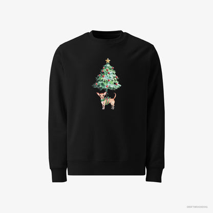 Chihuahua Adorned on the Christmas Tree Black Sweatshirt