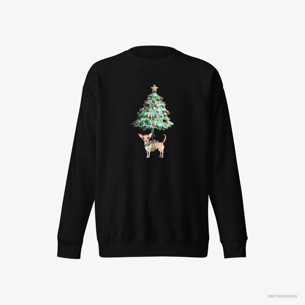 Funny Chihuahua Adorned on the Christmas Tree – Men's Sweatshirt Black Eco – Eco-Friendly