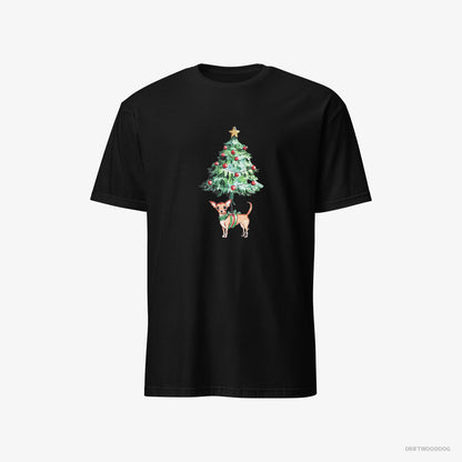 Chihuahua Adorned on the Christmas Tree Black T-Shirt