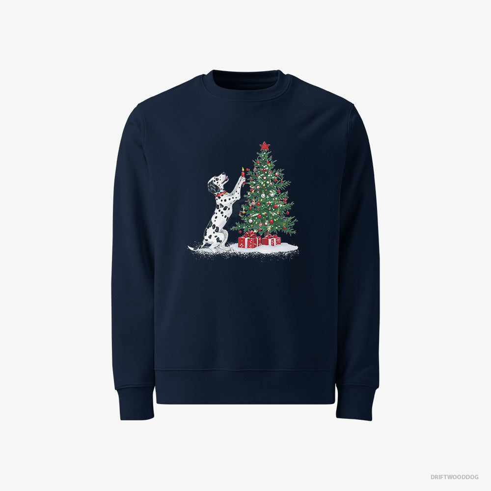 Dalmatian Decorating the Tree with Christmas Candle – Men's Sweatshirt Navy – Classic