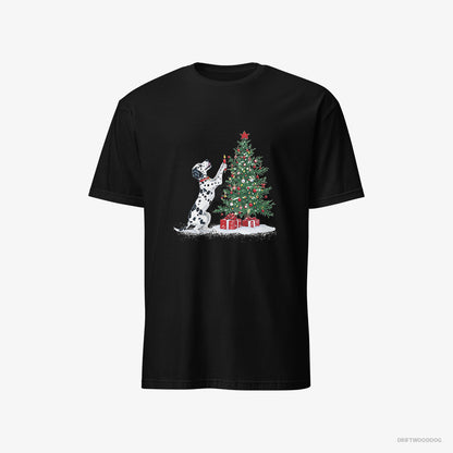 Dalmatian Decorating the Tree with Christmas Candle Black T-Shirt