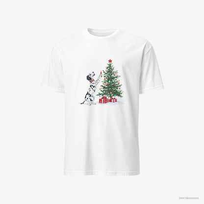 Dalmatian Decorating the Tree with Christmas Candle White T-Shirt