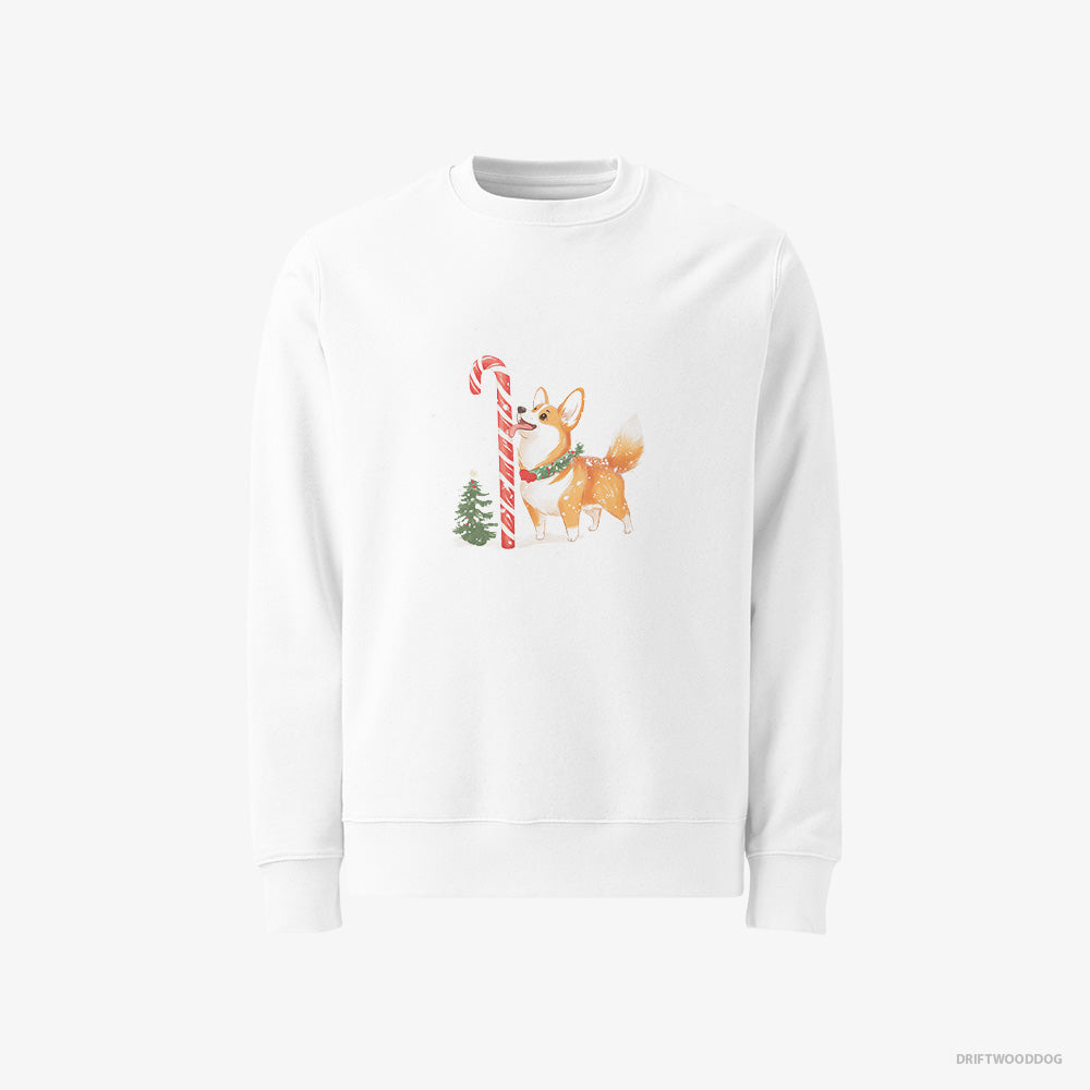 Corgi Licking a Huge Christmas Candy Cane Classic Sweatshirt