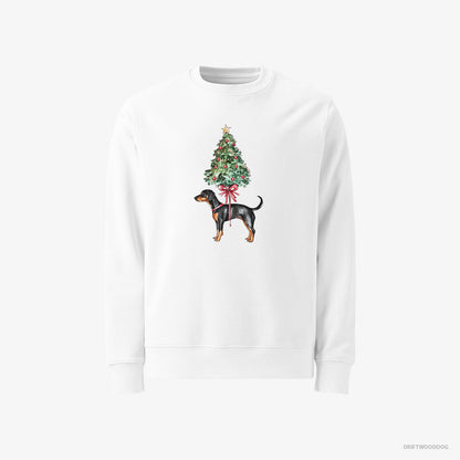 Dobermann Pinned to the Christmas Tree White Sweatshirt