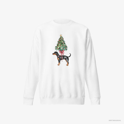 Dobermann Pinned to the Christmas Tree White Sweatshirt