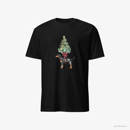 Dobermann Pinned to the Christmas Tree Black T-Shirt