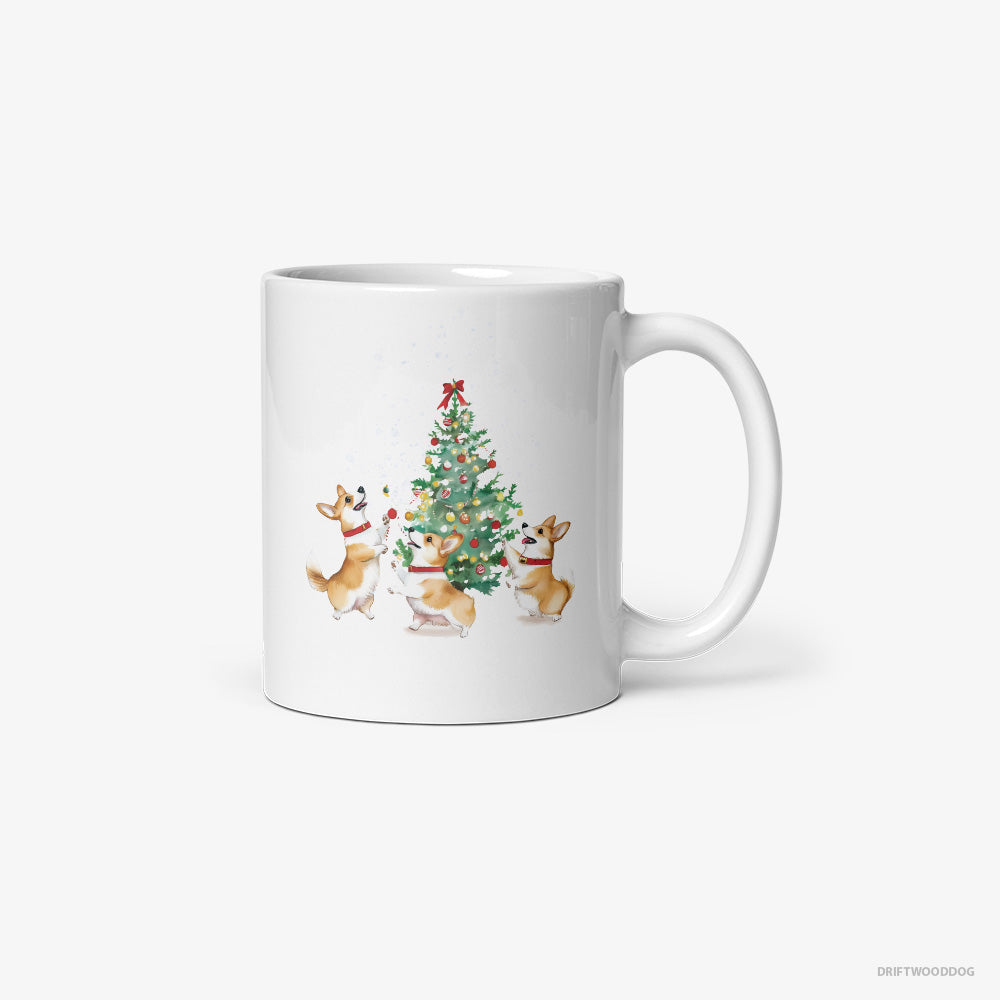 Corgi Puppies Decorating the Christmas Tree Classic Mug