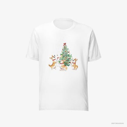 Corgi Puppies Decorating the Christmas Tree White T-Shirt