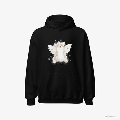 Corgi Creating a Snow Angel Black Hoodie