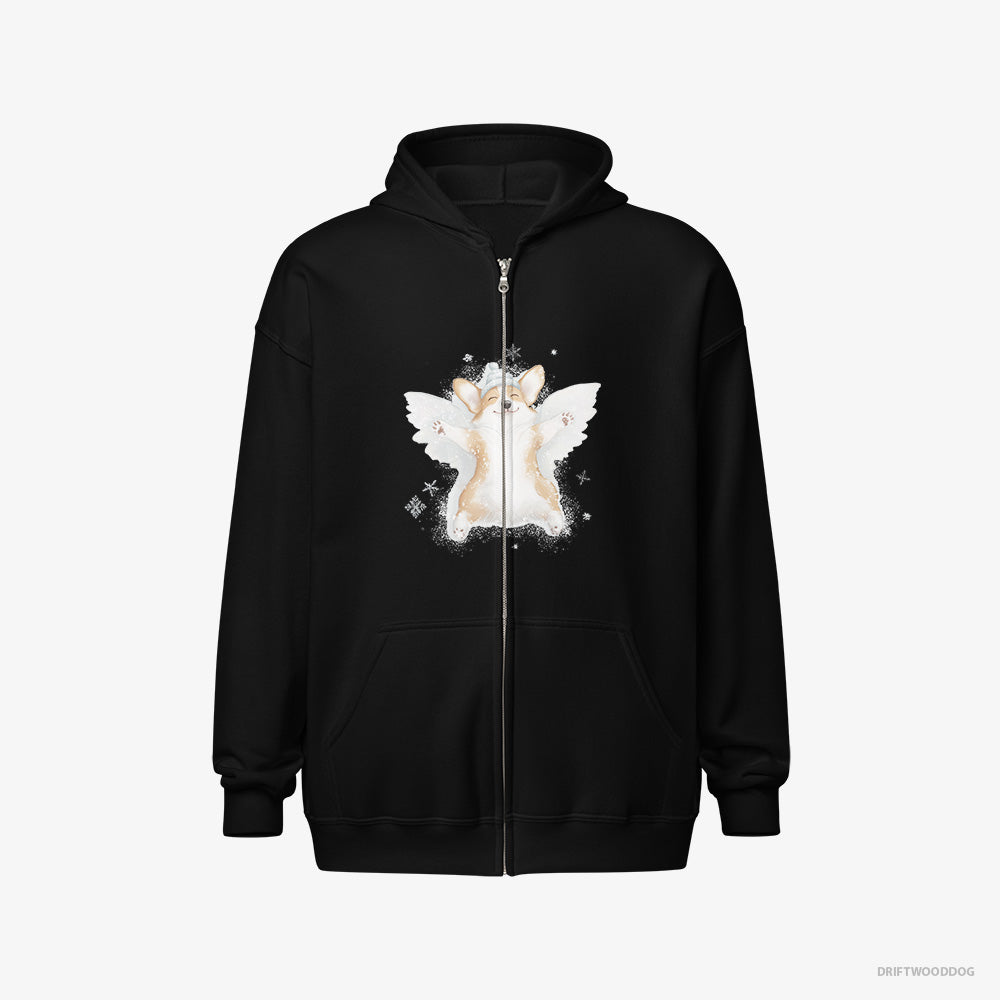 Corgi Creating a Snow Angel Full-Zip Hoodie