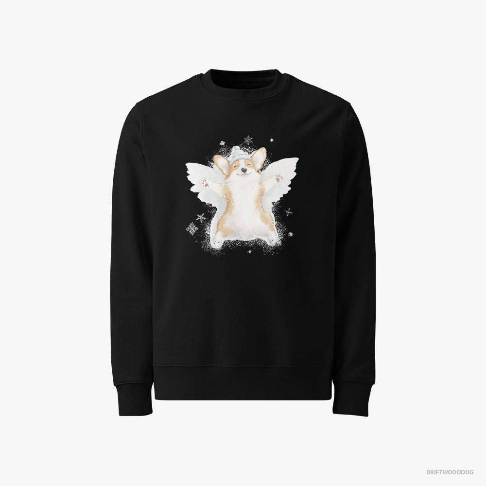 Corgi Creating a Snow Angel – Men's Sweatshirt Black – Classic