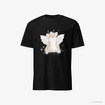 Corgi Creating a Snow Angel Black T-Shirt