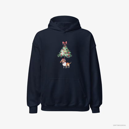 Beagle Tied to the Christmas Tree Navy Hoodie