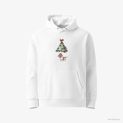 Beagle Tied to the Christmas Tree White Hoodie