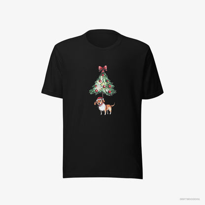 Beagle Tied to the Christmas Tree Black T-Shirt