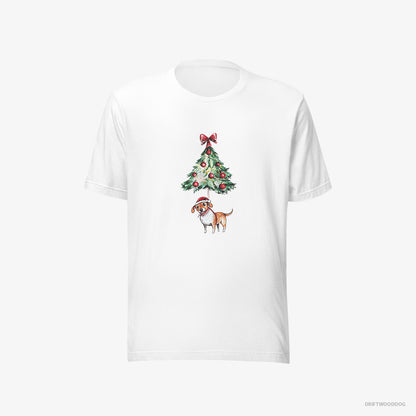 Beagle Tied to the Christmas Tree White T-Shirt