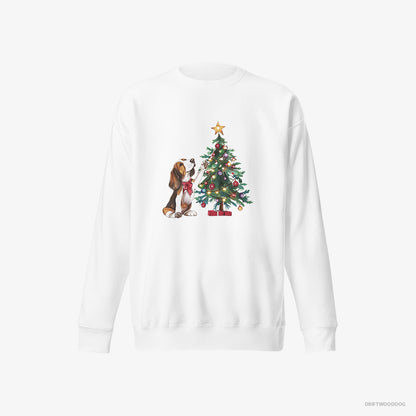 Basset Hound Decorating the Christmas Tree White Sweatshirt