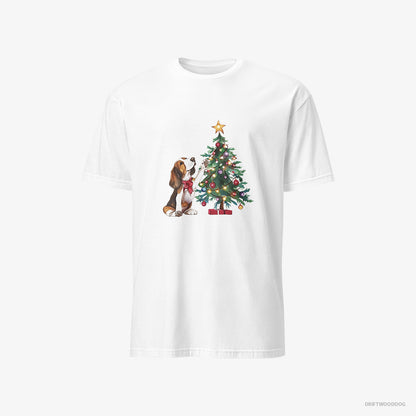 Basset Hound Decorating the Christmas Tree White T-Shirt