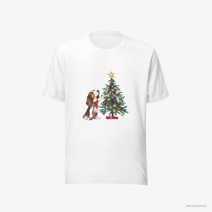 Basset Hound Decorating the Christmas Tree White T-Shirt