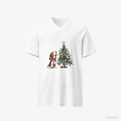 Basset Hound Decorating the Christmas Tree White T-Shirt