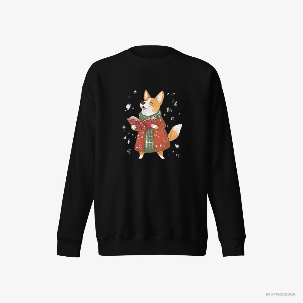 Corgi Joyfully Singing Christmas Carols – Men's Sweatshirt Black Eco – Eco-Friendly