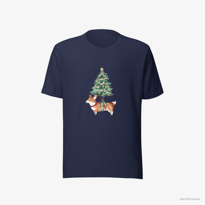 Corgi as a Cute Christmas Tree Decoration Navy T-Shirt