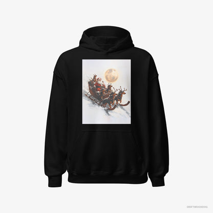 Dachshund Team Pulling Santa's Sleigh Black Hoodie