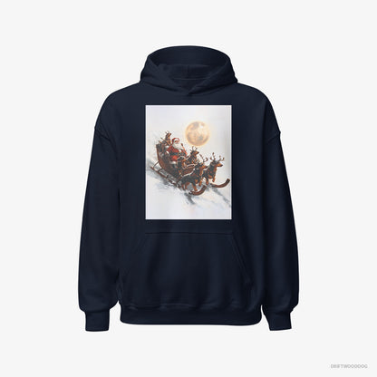 Dachshund Team Pulling Santa's Sleigh Navy Hoodie