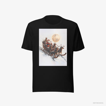 Dachshund Team Pulling Santa's Sleigh Black T-Shirt