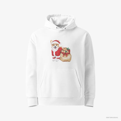 Corgi with a Bag Full of Christmas Cookies White Hoodie