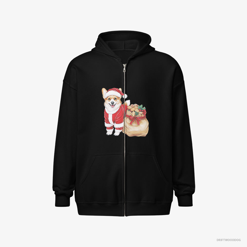 Corgi with a Bag Full of Christmas Cookies Full-Zip Hoodie