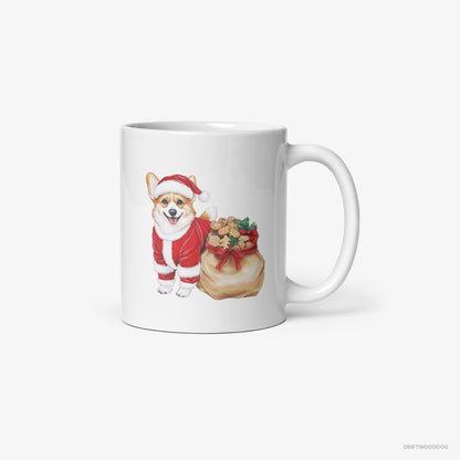 Corgi with a Bag Full of Christmas Cookies White Mug