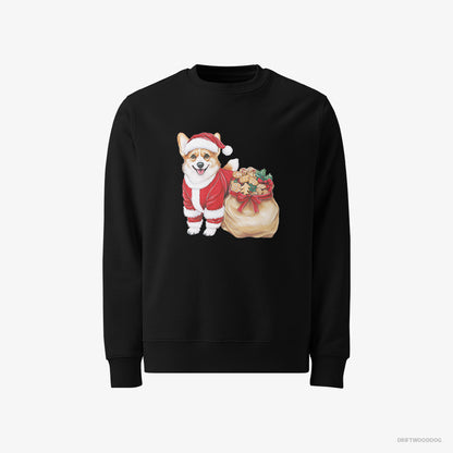 Corgi with a Bag Full of Christmas Cookies Black Sweatshirt