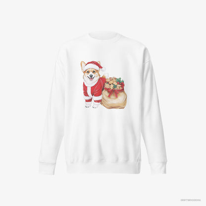 Corgi with a Bag Full of Christmas Cookies White Sweatshirt