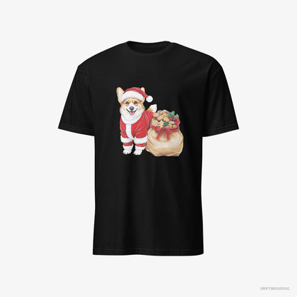 Corgi with a Bag Full of Christmas Cookies Black T-Shirt