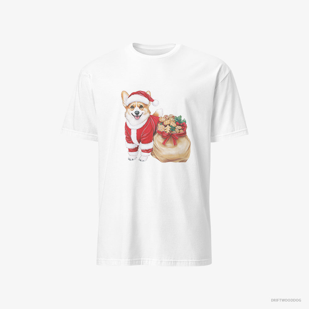 Corgi with a Bag Full of Christmas Cookies – Men's T-Shirt White – Classic