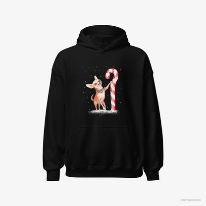 Chihuahua Holding a Huge Christmas Candy Black Hoodie