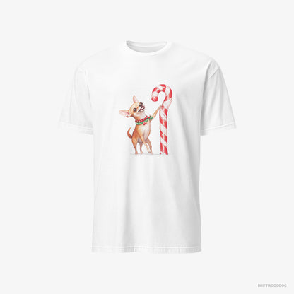 Chihuahua Holding a Huge Christmas Candy White T-Shirt