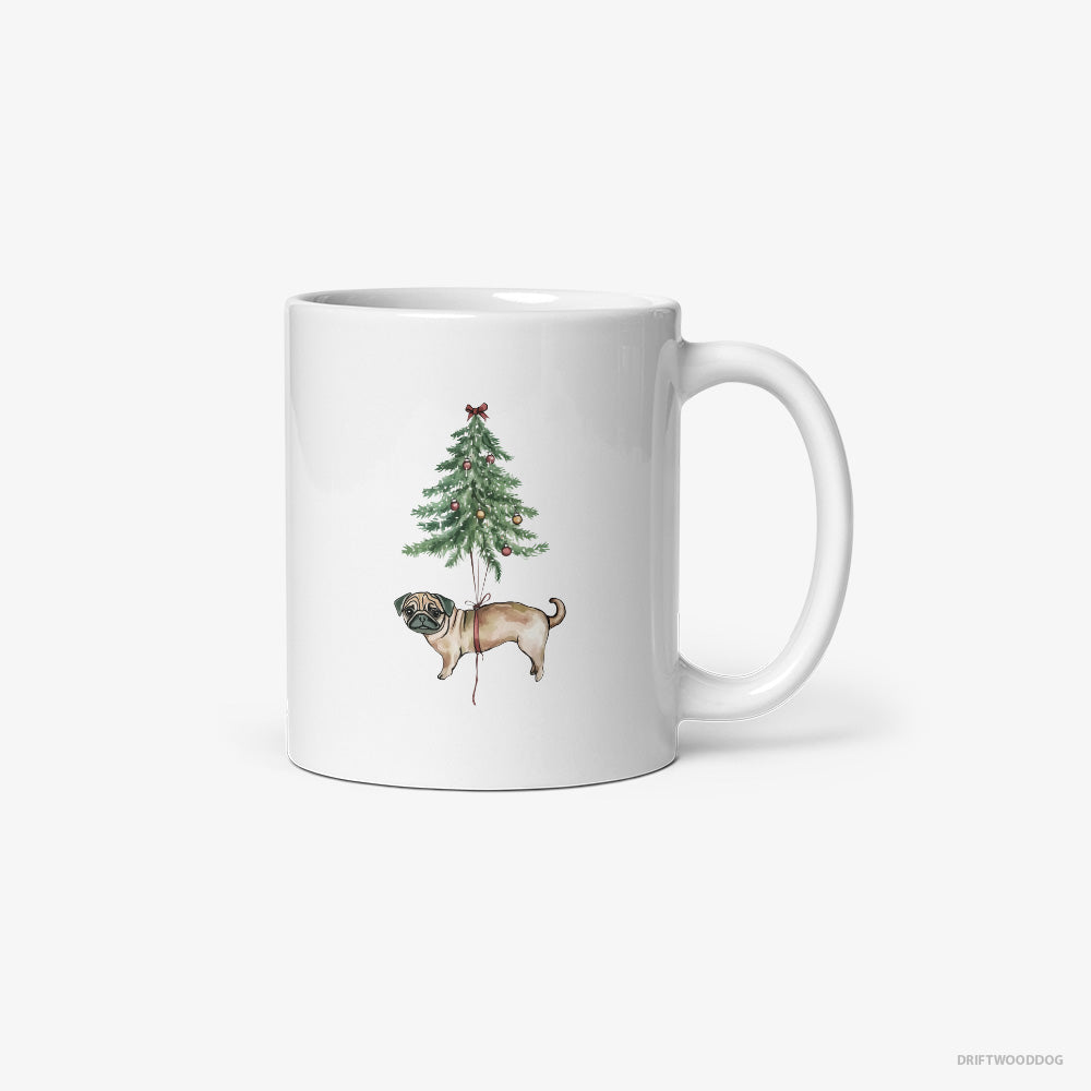 Pug Perched on the Christmas Tree Classic Mug