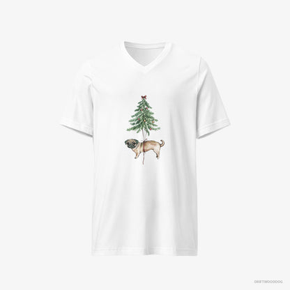 Pug Perched on the Christmas Tree White T-Shirt