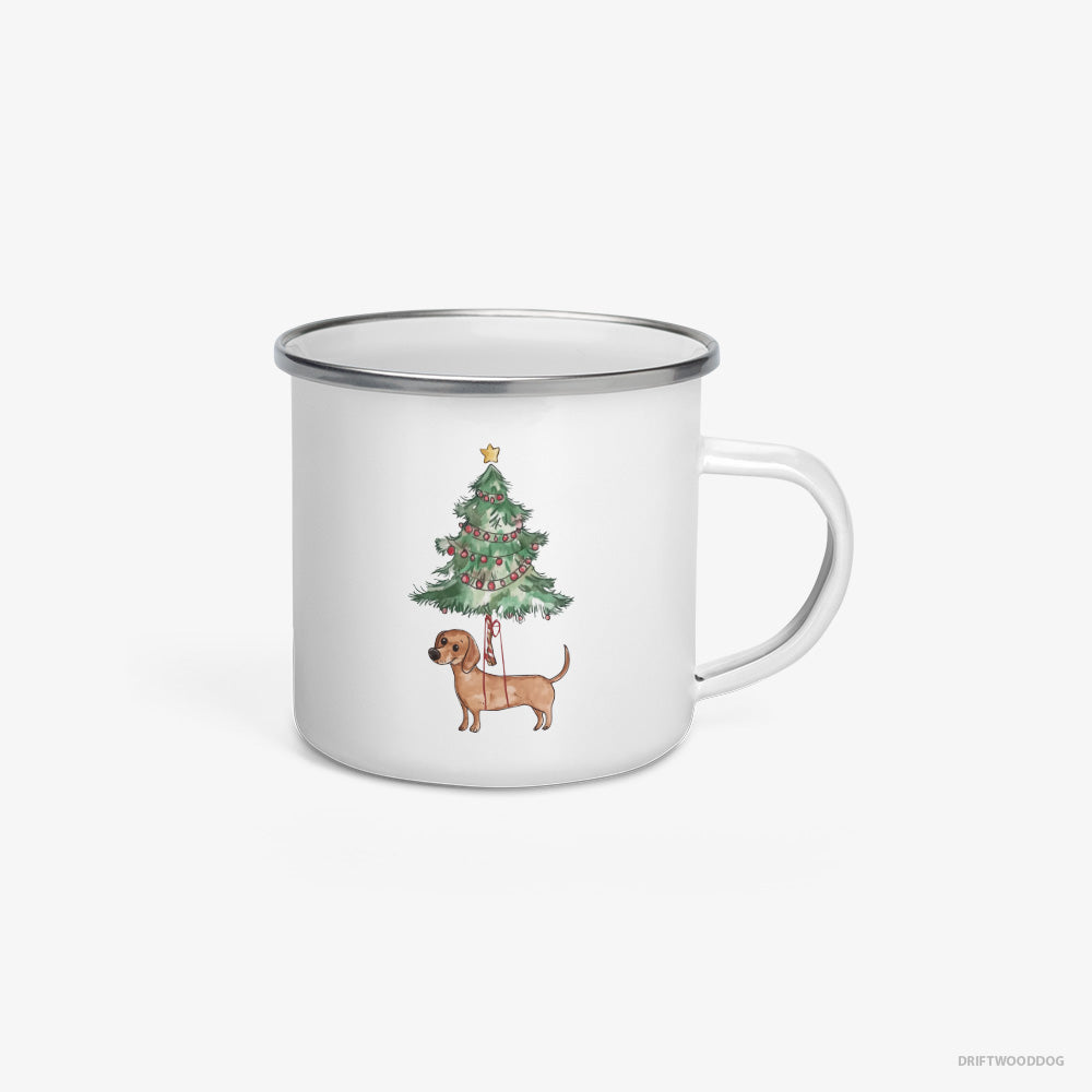 Dachshund Hanging from the Christmas Tree Enamel Mug