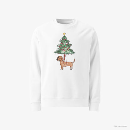 Dachshund Hanging from the Christmas Tree White Sweatshirt