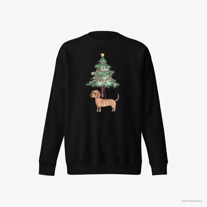 Dachshund Hanging from the Christmas Tree Black Sweatshirt