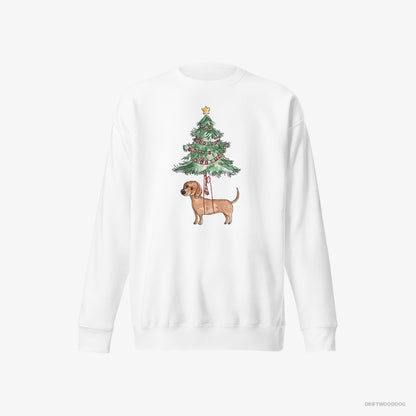 Dachshund Hanging from the Christmas Tree White Sweatshirt