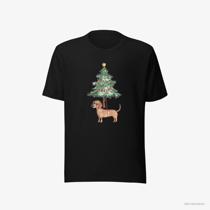 Dachshund Hanging from the Christmas Tree Black T-Shirt