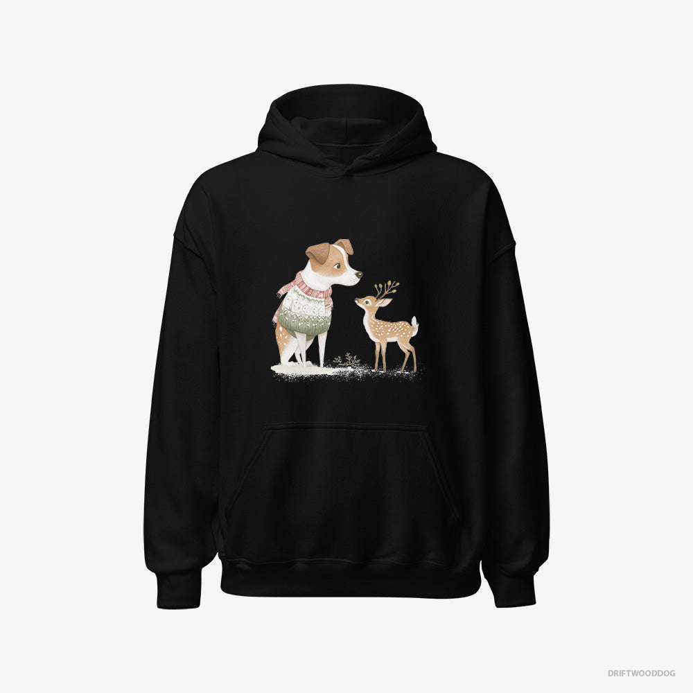 Jack Russell Terrier and a Baby Reindeer – Women's Hoodie Black – Classic