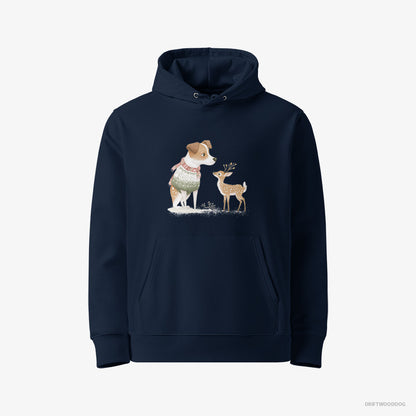 Jack Russell Terrier and a Baby Reindeer Navy Hoodie