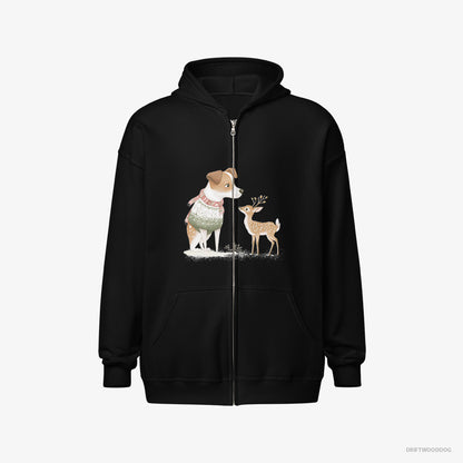 Jack Russell Terrier and a Baby Reindeer Black Hoodie